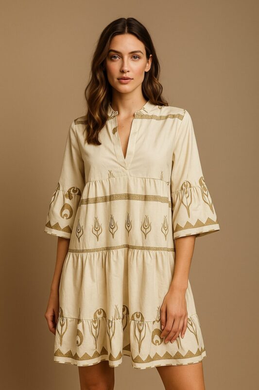 Φόρεμα ριχτό με μανίκια boho