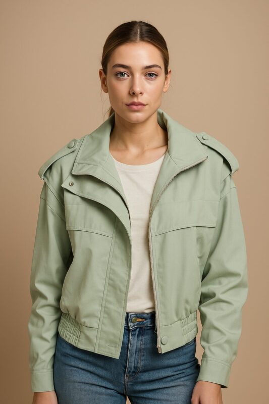 Jacket bomber 90s σε φυστικί χρώμα