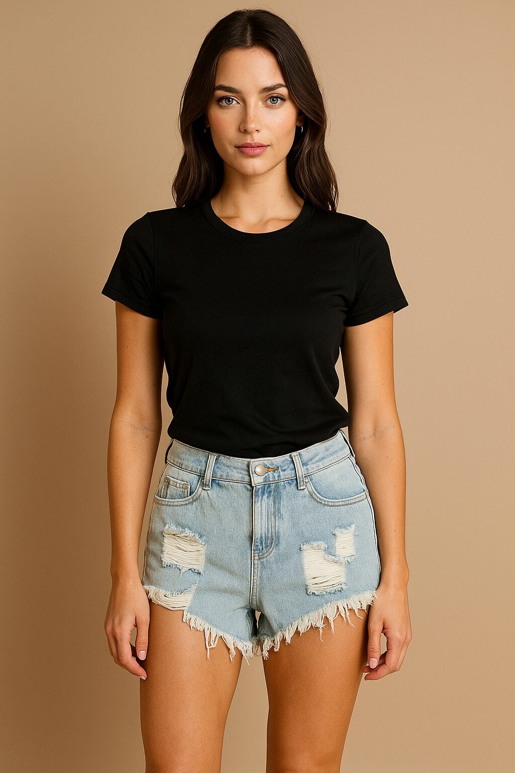 Denim σορτς σε ανοιχτό μπλε χρώμα.