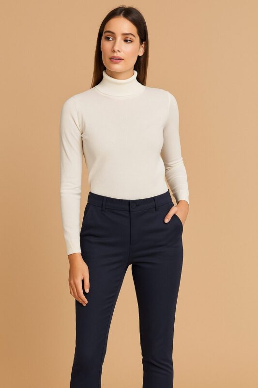 Παντελόνι μπλε υφασμάτινο chinos με τσέπες πολύ μαλακό, ελαστικό ύφασμα